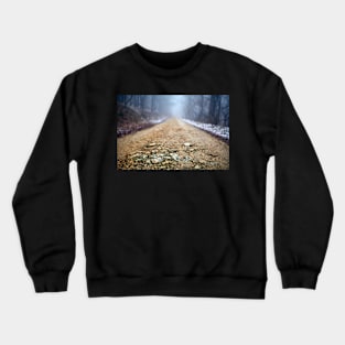 Foggy road in the forest Crewneck Sweatshirt